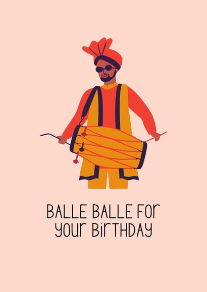 Cute Birthday Card - Balle Balle - Desi created by HxK Creations