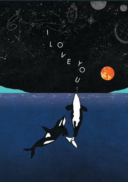 Arty Anniversary Card - Whales - Night Sky created by Greyling Post