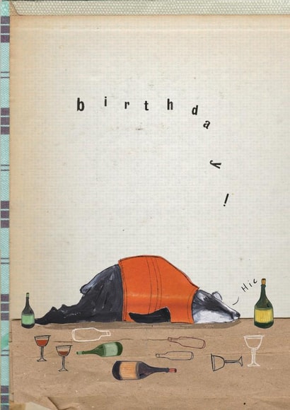 Arty Birthday Card - Drunk Badger created by Greyling Post