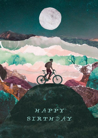 Arty Birthday Card - Mountain Biker - Moon created by Greyling Post