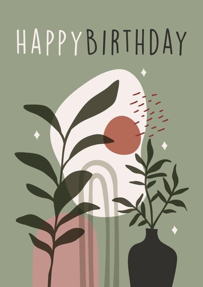 Birthday Cute Boho Hippie Flower Girl Lovely Olive Green Khaki Birthday Card created by YA DSGN