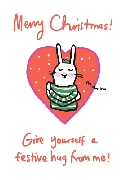 Cute Christmas Card - Festive Hug - Rabbit created by Sarah Ray