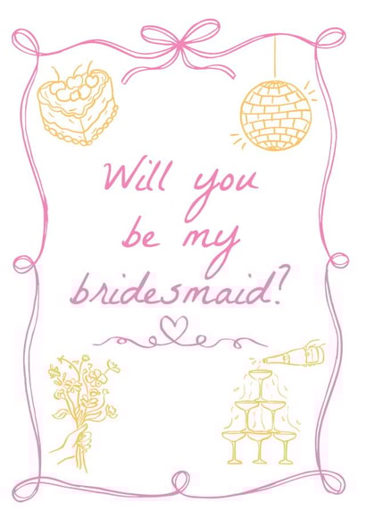 Cute will you be my bridesmaid proposal wedding card created by Blush & Blossom 