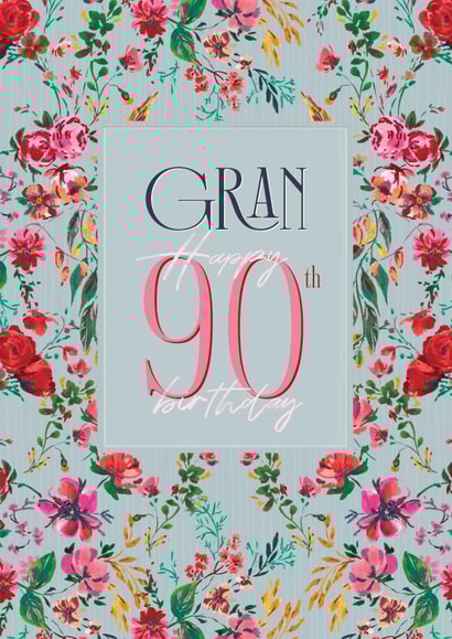 Pretty Birthday Card - 90th - For Gan - Floral created by Rebecca Prinn