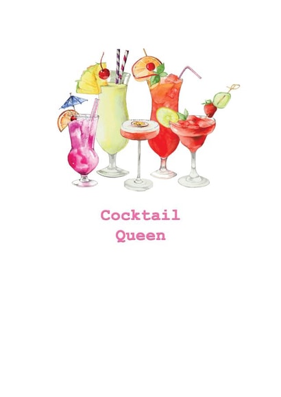 Classic Birthday Card - Cocktail Queen - Drinks created by Crumble and Core