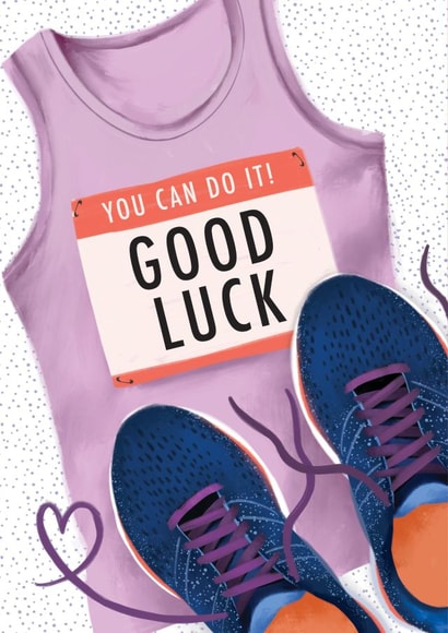Fun Good Luck Card - Running Gear - You Can Do It created by Debbie Daley Illustrations
