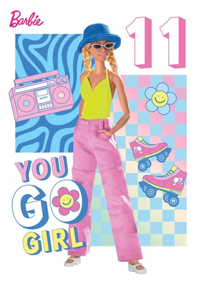 Barbie 11th Birthday Card – Retro You Go Girl Design for Preteens created by Danilo