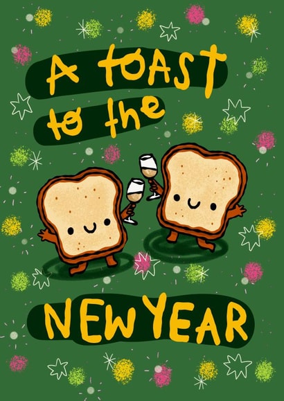 Cute New Year Card - Toast created by The Playful Indian