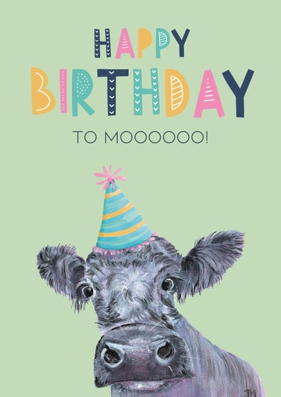 Cute Birthday Card - Cow - Happy Birthday to Mooooo! created by Patricia Grace