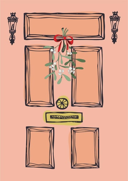 Pink Door Christmas Card created by Summer Lane Studio