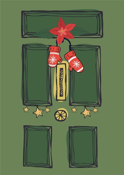 Christmas Mittens, Festive Green Door Card created by Summer Lane Studio