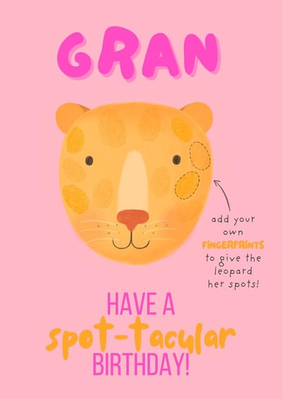 Cute Birthday Card - Fingerprint Leopard Spots - For Gran created by Sian Moore Illustration