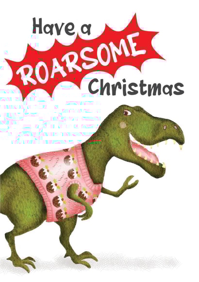 Have a roarsome Christmas dinosaur card created by LeopardyNonsense