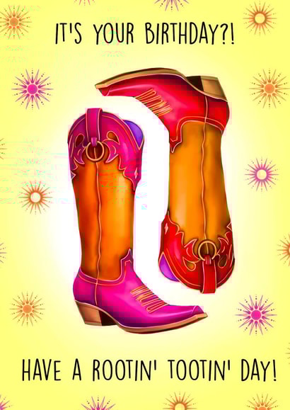 Fun Birthday Card - Rootin' Tootin' - Cowboy Boots created by Poppy & Mabel 
