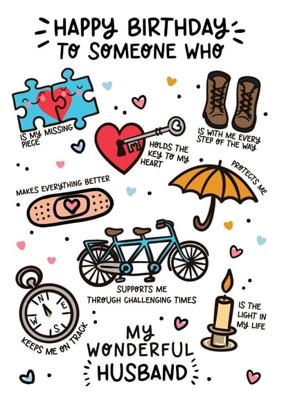 Cute Birthday Card - Wonderful Husband created by Lyndsay Moon