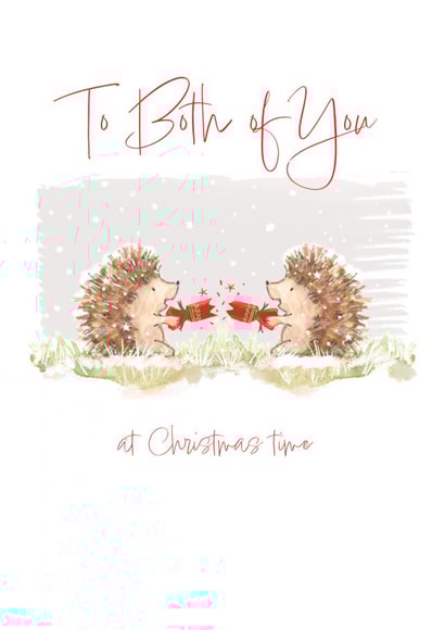 Cute hedgehog Christmas card to send to a couple -To Both Of You friends family created by REBECCA MCCULLOCH