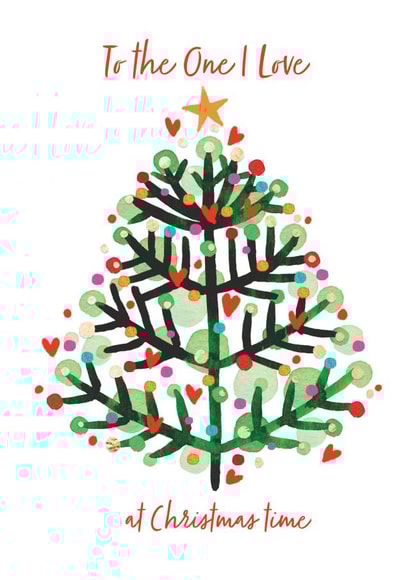 contemporary Christmas card for the One I Love with a funky Christmas tree image created by REBECCA MCCULLOCH