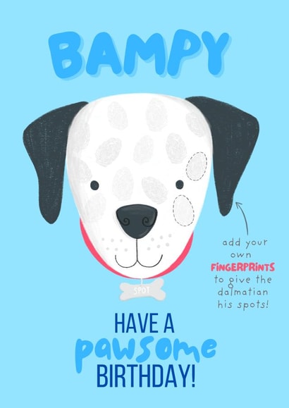 Cute Birthday Card - For Bampy - Fingerprint Dalmatian Spots created by Sian Moore Illustration