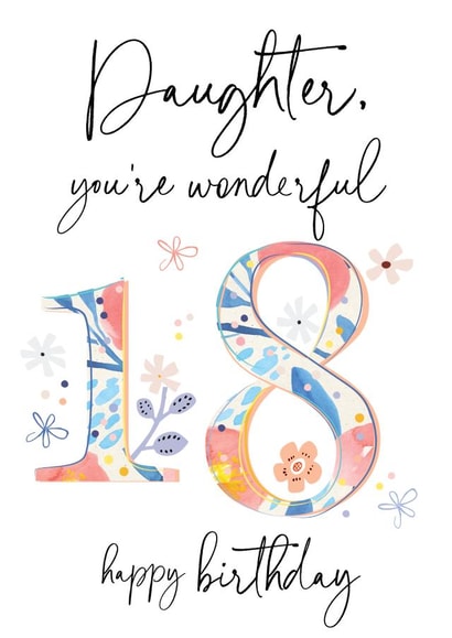 Classic Birthday Card - 18th - Wonderful Daughter created by Katie Phythian Design