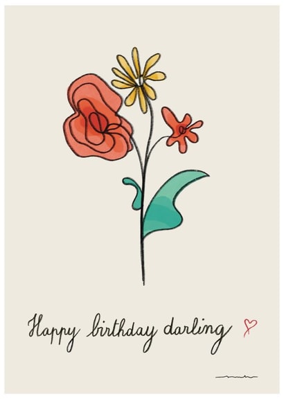 Arty Birthday Card - Darling - Flowers created by Sam Musa