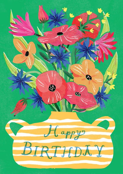 Arty Birthday Card - Bright Floral Vase created by Catherine Pape