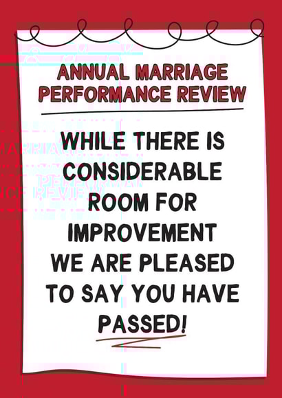 Funny Anniversary Card - Annual Marriage Review - Passed created by Gem Draws Stuff