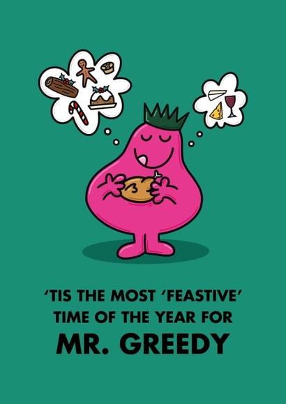 Funny Christmas Card - Mr. Men - Mr. Greedy created by Mr. Men