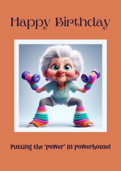 Cute, funny birthday card - gym and fitness - for her, mum, friend created by NoseArt Designs