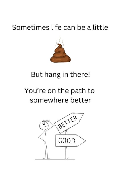 Cute motivational card - never give up - for loved ones or reminder to yourself created by NoseArt Designs