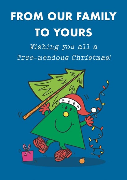 Cute Christmas Card - From Our Family To Yours - Mr. Men created by Mr. Men