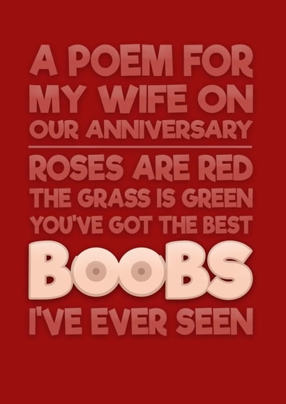 Rude Anniversary Card - For Wife - Roses are Red created by Blind Faith