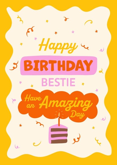 Cute Birthday Card - For Friend - Bestie created by Kamiya Chirodian