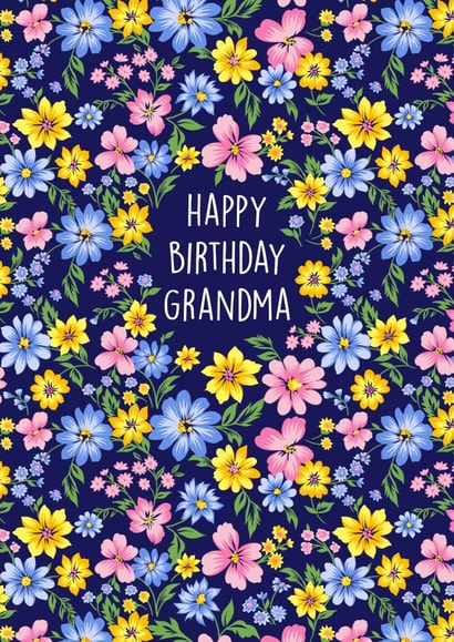 Pretty Birthday Card - For Grandma - Floral Design created by Poppy & Mabel