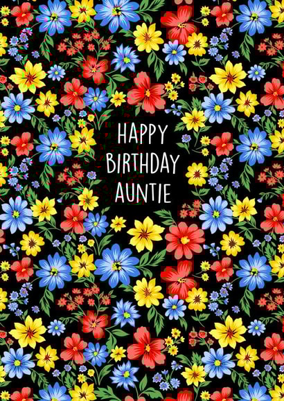 Pretty Birthday Card - For Auntie - Floral Design created by Poppy & Mabel 