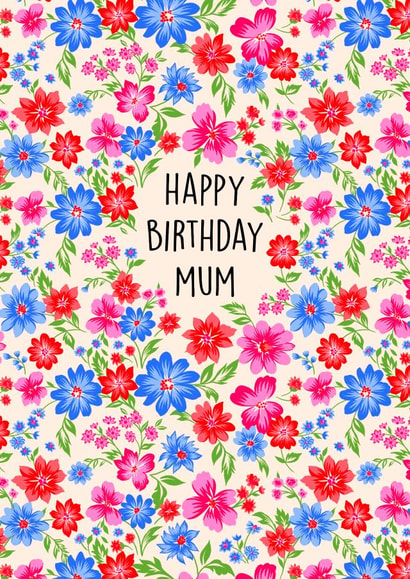 Pretty Birthday Card - Flowers - For Mum created by Poppy & Mabel 