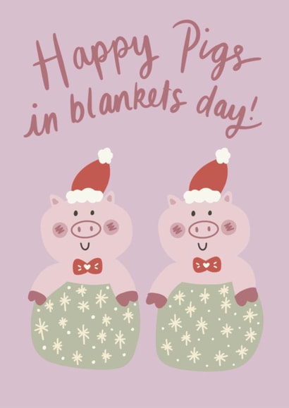 Happy Pigs In Blankets Day Cute Christmas Card for Friends and Family created by Cuppa Cosy