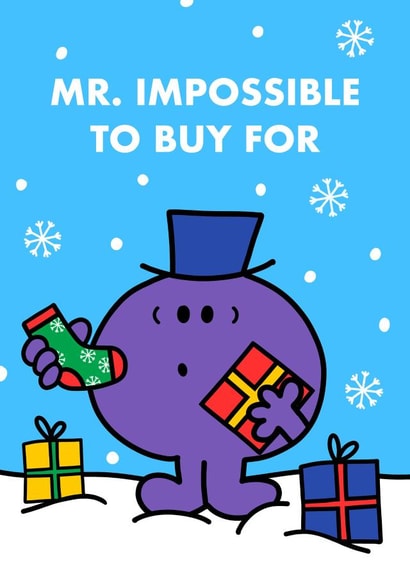 Cute Christmas Card - Mr. Men - Mr. Impossible To Buy For created by Mr. Men