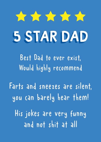 Funny Birthday Card - For Dad - Star Rating created by Sunny side Studios