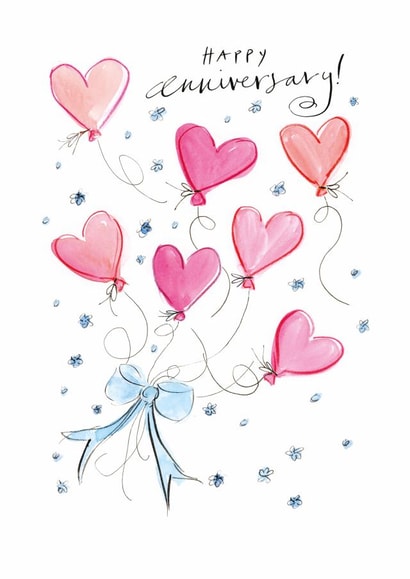 Traditional Anniversary Card - Heart Balloons created by Gabrielle Solly Illustration