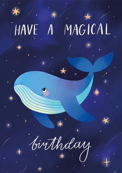 Cute Birthday Card - Magical - Whale created by Aida Khatmullina