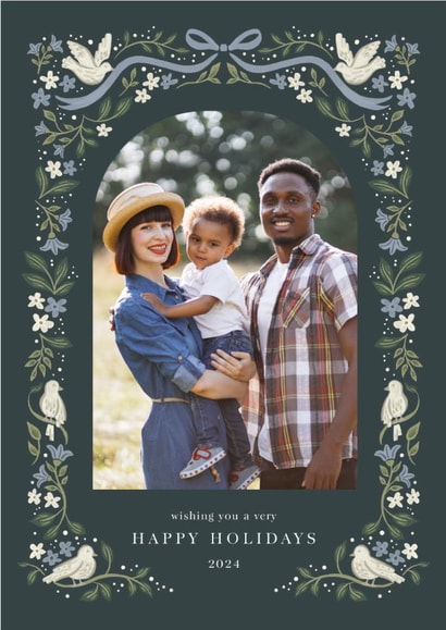 Pretty Christmas Card - Floral Garland - Happy Holidays created by Laura Bercovich