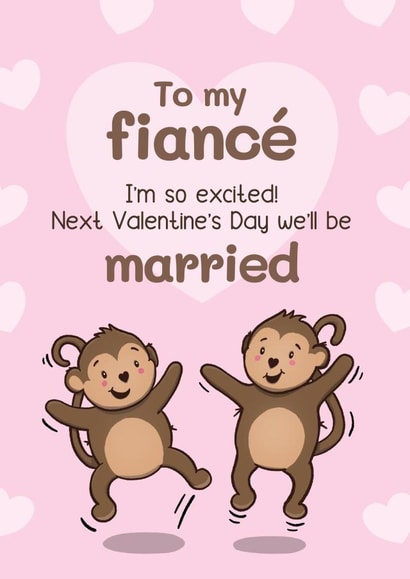 Cute Valentine's Card - For Fiancé - Monkeys created by Bev O'Connor || @oconnordesign