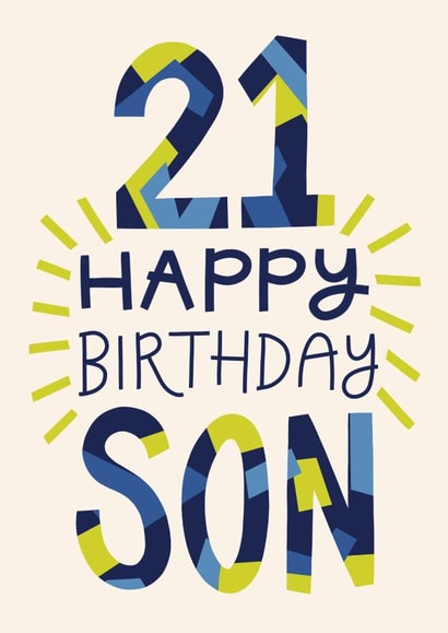 Classic Birthday Card - 21st - Son created by Christine Cuddihy Illustration