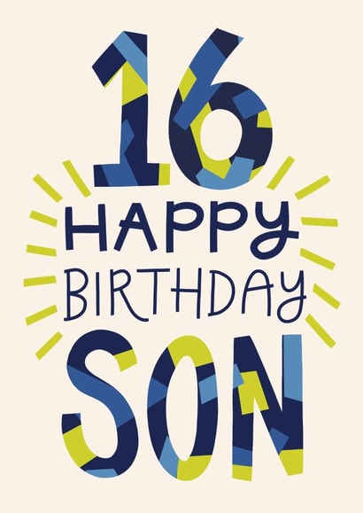Classic Birthday Card - 16th - Son created by Christine Cuddihy Illustration