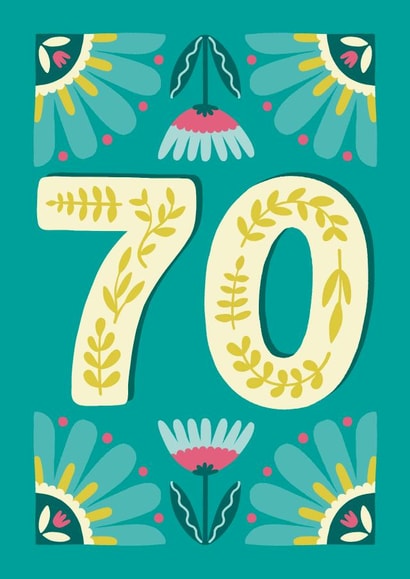 70th Birthday Card - A lovely colourful happy 70th birthday card! created by Josie Gledhill