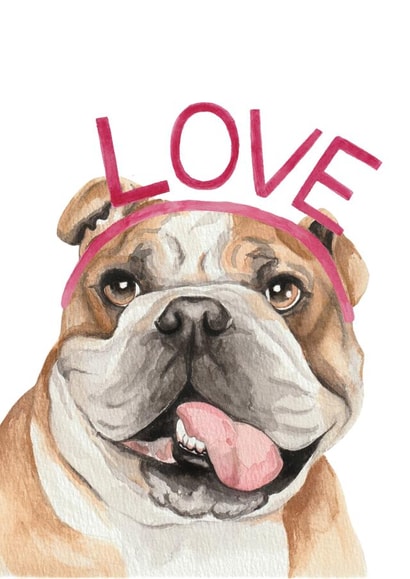 Cute Valentine's Day Card - English Bulldog - Love created by lil wabbit