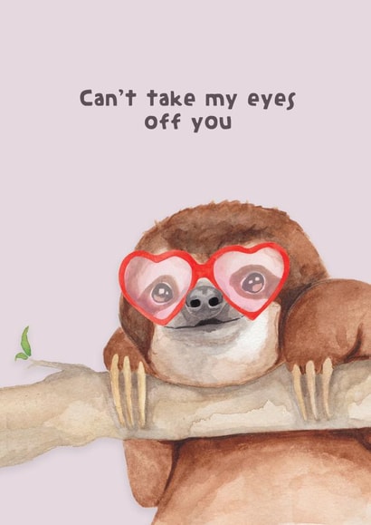 Cute Valentine's Day Card - Sloth In Heart Sunglasses created by lil wabbit