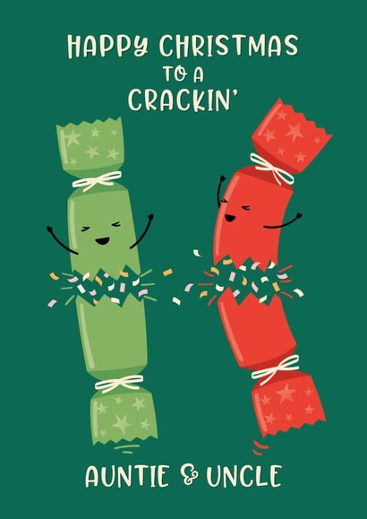 Cute Christmas Card - For Auntie & Uncle - Cracker Pun created by Macie Dot Doodles