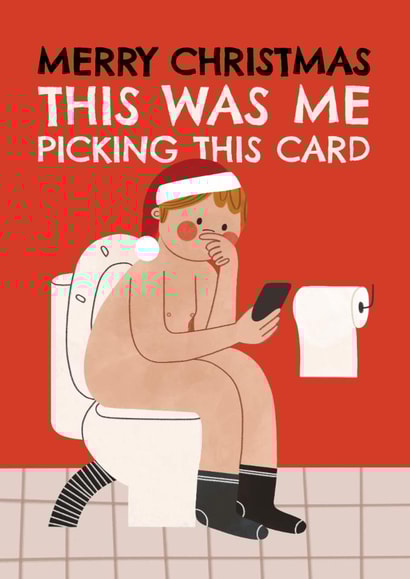 Funny Christmas Card - Toilet Scrolling - Choosing This Card created by AbiGoLucky