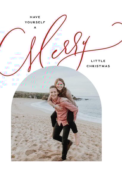 Classic Christmas Card - Modern Typography - Arched Photo Frame created by Owl and Toad